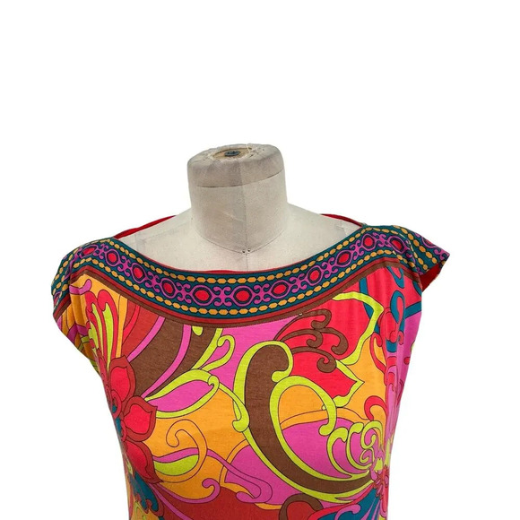 Trina Turk Felana Shift Dress Floral Paisley Print Multicolor Red Size 4 - Picture 4 of 10